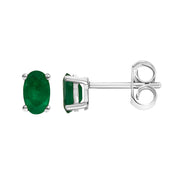 Bids.com 14K White Gold 5x3 MM Oval Green Emerald Solitaire Stud Earrings Earrings White Smoke White.Gold / Green Emerald,Yellow.Gold / Red Ruby,Yellow.Gold / Blue Sapphire,Yellow.Gold / Green Emerald