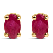 Bids.com 14K White Gold 5x3 MM Oval Green Emerald Solitaire Stud Earrings Earrings White Smoke Yellow.Gold / Red Ruby