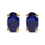 Bids.com 14K White Gold 5x3 MM Oval Green Emerald Solitaire Stud Earrings Earrings White Smoke Yellow.Gold / Blue Sapphire