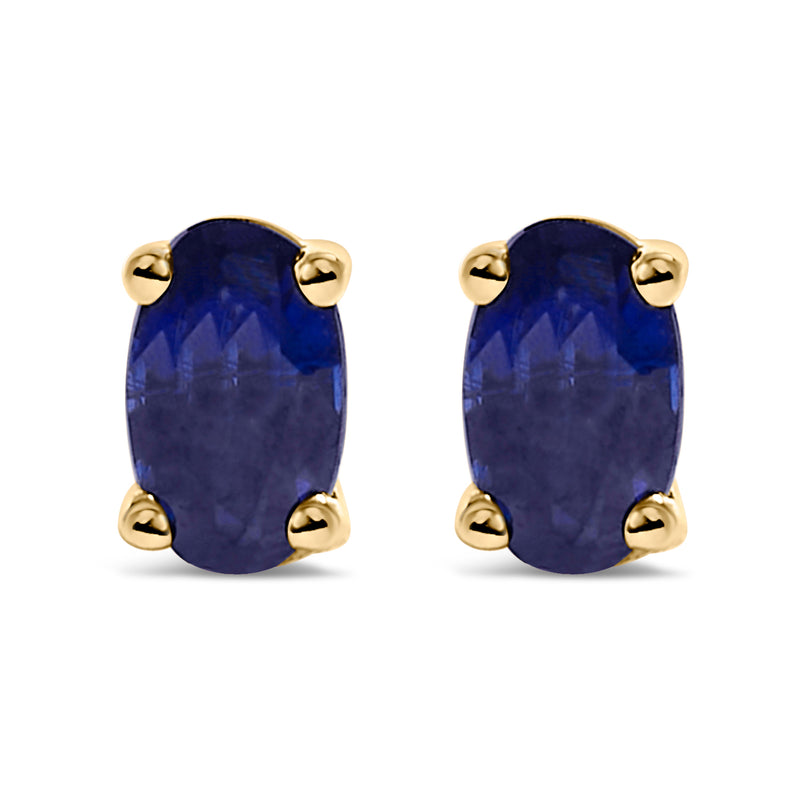 Bids.com 14K White Gold 5x3 MM Oval Green Emerald Solitaire Stud Earrings Earrings White Smoke Yellow.Gold / Blue Sapphire
