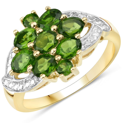 Bids.com 1.26 Carat Genuine Chrome Diopside .925 Sterling Silver Ring Rings White Smoke size 6.00,size 7.00,size 8.00,size 9.00,size 5.00