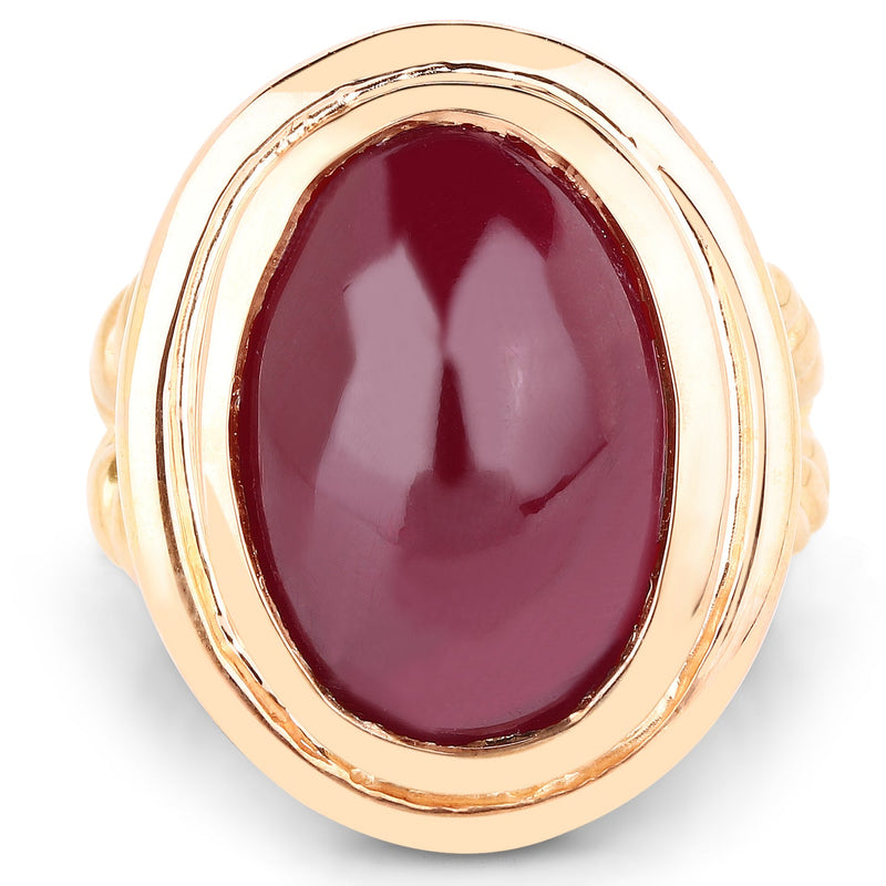 Bids.com 14K Rose Gold Plated 17.60 Carat Genuine Glass Filled Ruby .925 Sterling Silver Ring Rings White Smoke size 6.00,size 7.00,size 8.00,size 9.00