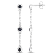 Bids.com 0.66 Carat Genuine Blue Sapphire .925 Sterling Silver Earrings Earrings White Smoke