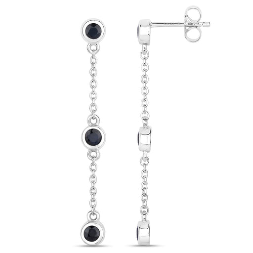 Bids.com 0.66 Carat Genuine Blue Sapphire .925 Sterling Silver Earrings Earrings White Smoke