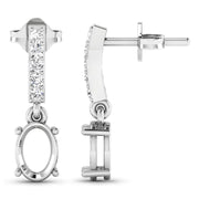 Bids.com 0.14 Carat Genuine White Diamond 14K White Gold Semi Mount Earrings - holds 7x5mm Oval Gemstones Earrings White Smoke