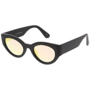 zeroUV Bold Retro Fashion Oval Mirrored Flat Lens Sunglasses C544 White Smoke Shiny Smoke Gold Mirror,Matte Black Pink Mirror,Matte Frost Blue Mirror,Shiny Black Silver Mirror,Shiny Tortoise Magenta Mirror