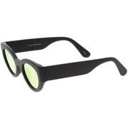zeroUV Bold Retro Fashion Oval Mirrored Flat Lens Sunglasses C544 White Smoke Shiny Smoke Gold Mirror,Matte Black Pink Mirror,Matte Frost Blue Mirror,Shiny Black Silver Mirror,Shiny Tortoise Magenta Mirror