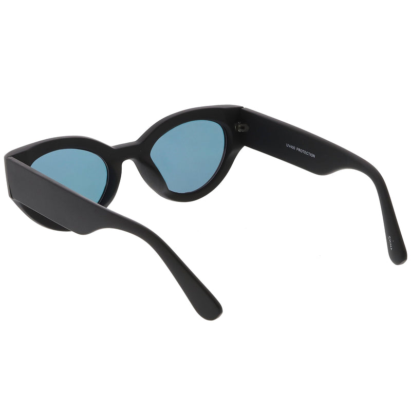zeroUV Bold Retro Fashion Oval Mirrored Flat Lens Sunglasses C544 White Smoke Shiny Smoke Gold Mirror,Matte Black Pink Mirror,Matte Frost Blue Mirror,Shiny Black Silver Mirror,Shiny Tortoise Magenta Mirror