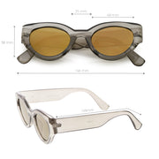 zeroUV Bold Retro Fashion Oval Mirrored Flat Lens Sunglasses C544 White Smoke Shiny Smoke Gold Mirror,Matte Black Pink Mirror,Matte Frost Blue Mirror,Shiny Black Silver Mirror,Shiny Tortoise Magenta Mirror