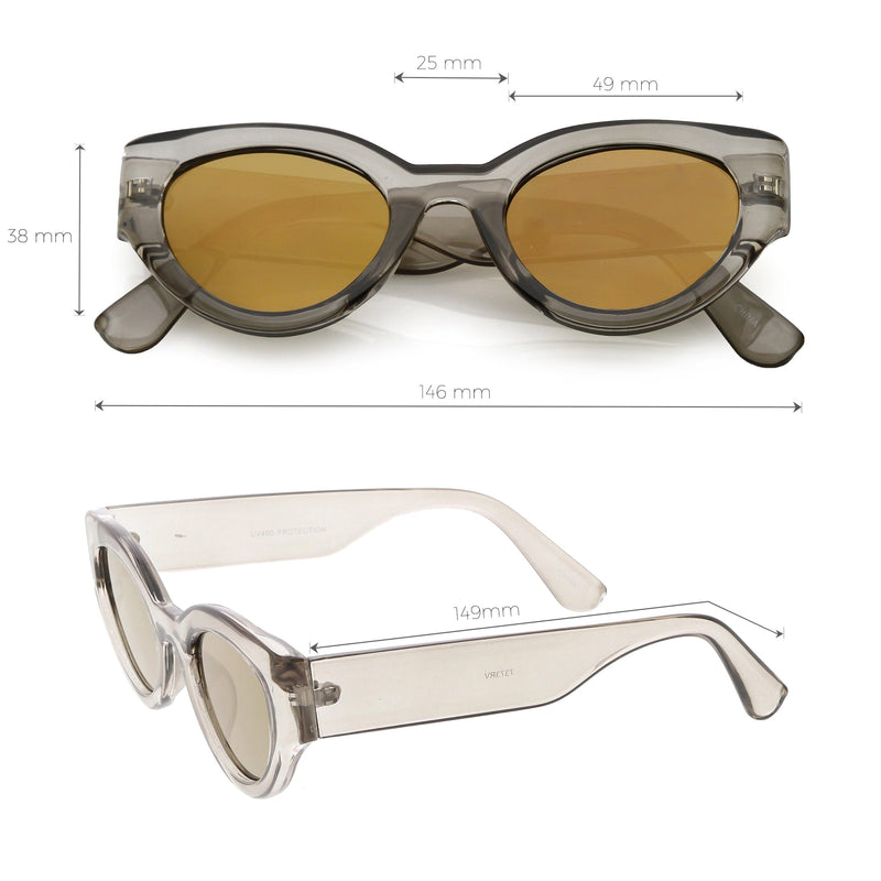 zeroUV Bold Retro Fashion Oval Mirrored Flat Lens Sunglasses C544 White Smoke Shiny Smoke Gold Mirror,Matte Black Pink Mirror,Matte Frost Blue Mirror,Shiny Black Silver Mirror,Shiny Tortoise Magenta Mirror
