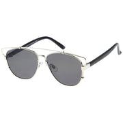 zeroUV Modern Fashion Panto Flat Front Metal Aviator Sunglasses A121 Glasses / Sunglasses White Smoke Silver Black Smoke,Gold Tortoise Brown,Gold Black Lavender,Gold Tortoise Green,Gold White Grey Gradient,Black Black Green