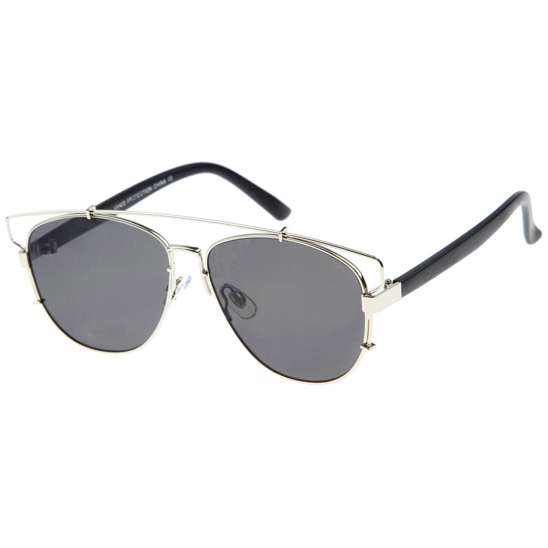 zeroUV Modern Fashion Panto Flat Front Metal Aviator Sunglasses A121 Glasses / Sunglasses White Smoke Silver Black Smoke,Gold Tortoise Brown,Gold Black Lavender,Gold Tortoise Green,Gold White Grey Gradient,Black Black Green