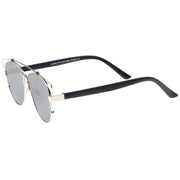 zeroUV Modern Fashion Panto Flat Front Metal Aviator Sunglasses A121 Glasses / Sunglasses White Smoke Silver Black Smoke,Gold Tortoise Brown,Gold Black Lavender,Gold Tortoise Green,Gold White Grey Gradient,Black Black Green