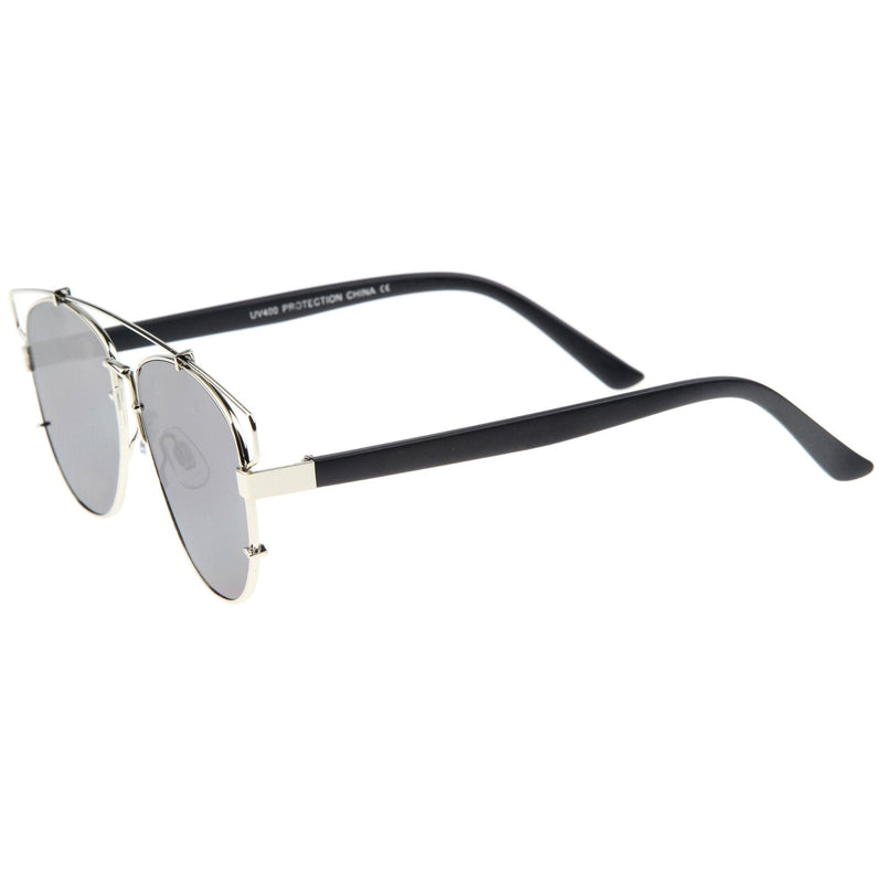 zeroUV Modern Fashion Panto Flat Front Metal Aviator Sunglasses A121 Glasses / Sunglasses White Smoke Silver Black Smoke,Gold Tortoise Brown,Gold Black Lavender,Gold Tortoise Green,Gold White Grey Gradient,Black Black Green