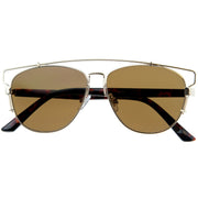 zeroUV Modern Fashion Panto Flat Front Metal Aviator Sunglasses A121 Glasses / Sunglasses White Smoke Gold Tortoise Brown