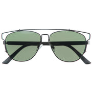 zeroUV Modern Fashion Panto Flat Front Metal Aviator Sunglasses A121 Glasses / Sunglasses White Smoke Black Black Green
