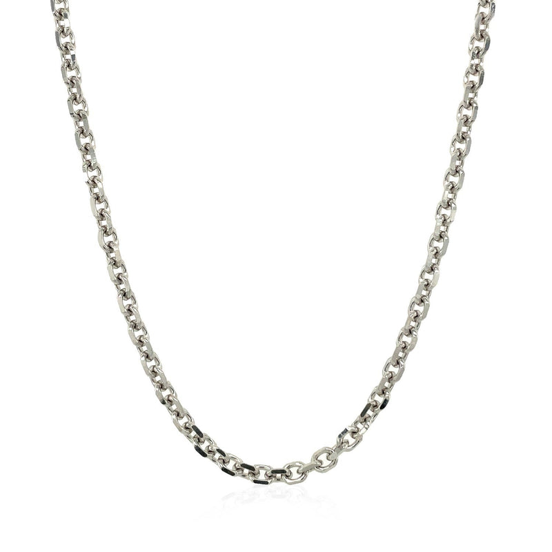 Bids.com 14k White Gold Diamond Cut Cable Link Chain (2.90 mm) Necklaces White Smoke 18 / White Gold,20 / White Gold,22 / White Gold,24 / White Gold,26 / White Gold