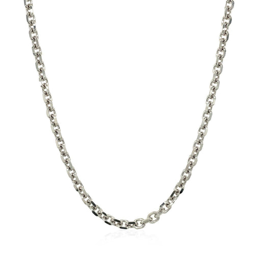 Bids.com 14k White Gold Diamond Cut Cable Link Chain (2.90 mm) Necklaces White Smoke 18 / White Gold,20 / White Gold,22 / White Gold,24 / White Gold,26 / White Gold