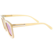 zeroUV Hipster Flat Front Square Horned Rim Mirror Lens Sunglasses A143 Sunglasses White Smoke Black Silver Silver Mirror,Black Silver Blue Revo,Creme Gold Green Revo,Tortoise Gold Orange Revo,Black Gold Brown Mirror
