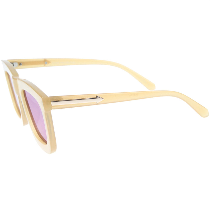 zeroUV Hipster Flat Front Square Horned Rim Mirror Lens Sunglasses A143 Sunglasses White Smoke Black Silver Silver Mirror,Black Silver Blue Revo,Creme Gold Green Revo,Tortoise Gold Orange Revo,Black Gold Brown Mirror