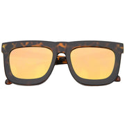 zeroUV Hipster Flat Front Square Horned Rim Mirror Lens Sunglasses A143 Sunglasses White Smoke Tortoise Gold Orange Revo