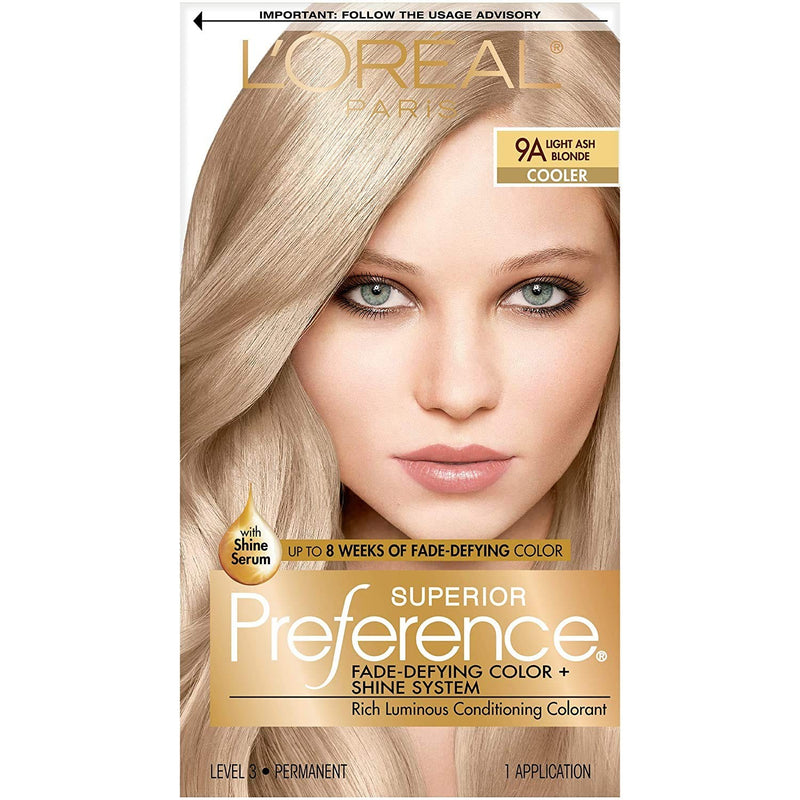 L'Oreal Paris L'Oreal Paris Superior Preference Fade-Defying Shine Permanent Hair Color, 9A Light Ash Blonde, 1 Kit Hair Color Bisque