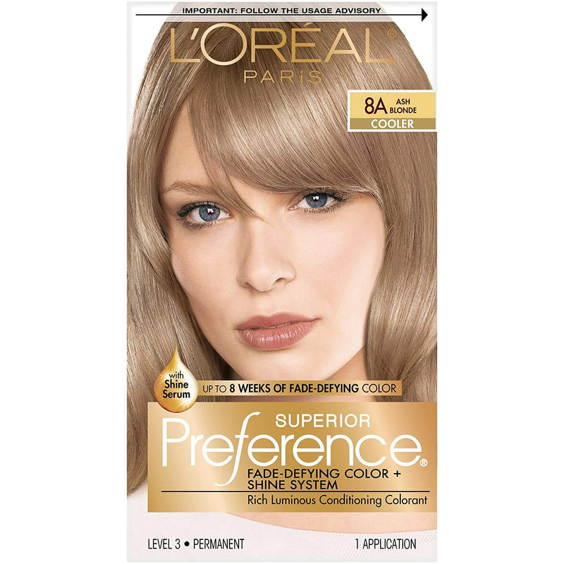 Loreal Loreal L'Oréal Paris Superior Preference Permanent Hair Color, 8A Ash Blonde Hair Color Dim Gray