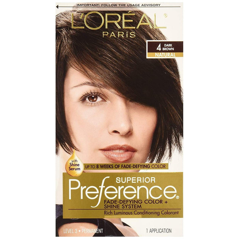 Superior Preference Superior Preference L'Oreal Paris 4 Dark Brown Natural Level 3 Permanent Hair Color, 1 Application Hair Color Black