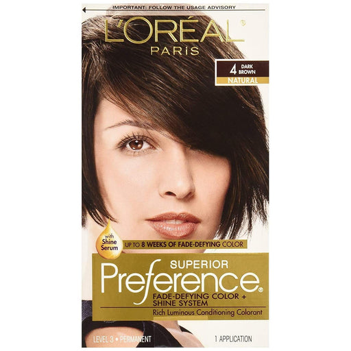 Superior Preference Superior Preference L'Oreal Paris 4 Dark Brown Natural Level 3 Permanent Hair Color, 1 Application Hair Color Black