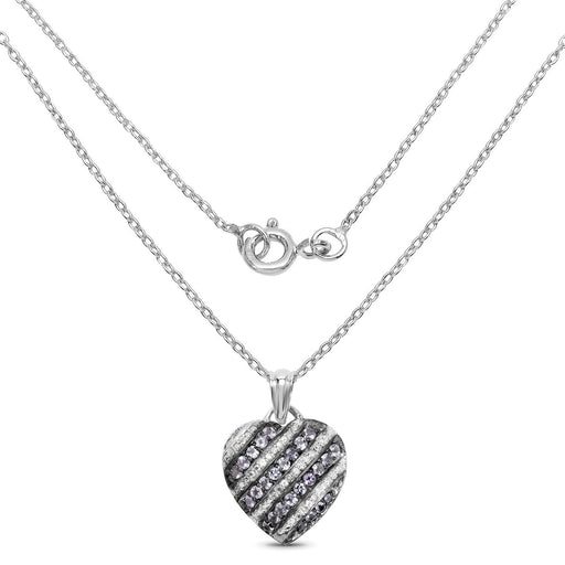 Bids.com 1.30 Carat Genuine Tanzanite and White Topaz .925 Sterling Silver Pendant Pendants White Smoke