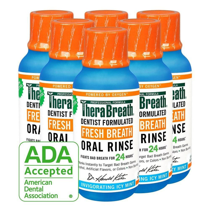 TheraBreath TheraBreath Oral Rinse, Fresh Invigorating Icy Mint 3 Fl Oz Mouthwash White Smoke