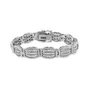 Bids.com .925 Sterling Silver 3.0 Cttw Prong Set Diamond Art Deco Style Tennis Bracelet (I-J Color, I2-I3 Clarity) - 7.25" Bracelets White Smoke White.Sterling Silver / 7.25