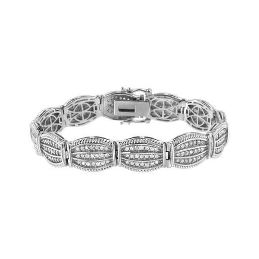 Bids.com .925 Sterling Silver 3.0 Cttw Prong Set Diamond Art Deco Style Tennis Bracelet (I-J Color, I2-I3 Clarity) - 7.25" Bracelets White Smoke White.Sterling Silver / 7.25