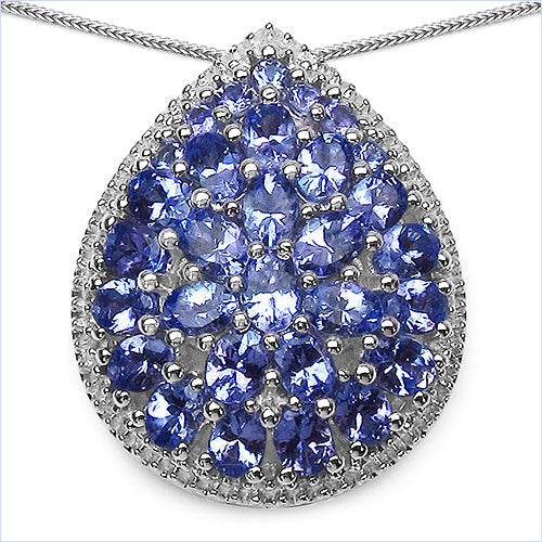 Bids.com 4.16 Carat Genuine Tanzanite .925 Sterling Silver Pendant Pendants White Smoke