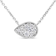 Bids.com 14K White Gold 1/4 Cttw Round Diamond Composite Teardrop Shape 18" Pendant Necklace - (G-H Color, SI2-I1 Clarity) Necklaces White Smoke White.Gold / 18