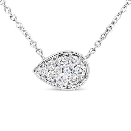 Bids.com 14K White Gold 1/4 Cttw Round Diamond Composite Teardrop Shape 18" Pendant Necklace - (G-H Color, SI2-I1 Clarity) Necklaces White Smoke White.Gold / 18