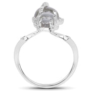Bids.com 2.79 Carat Genuine Labradorite And White Topaz .925 Sterling Silver Ring Rings White Smoke size 7.00,size 6.00,size 8.00,size 9.00