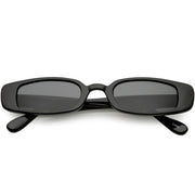 zeroUV Retro 1990's Thin Rectangle Fashion Sunglasses C547 Sunglasses White Smoke Black Smoke