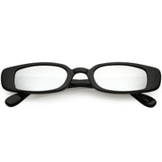 zeroUV Retro 1990's Thin Rectangular Mirrored Lens Sunglasses C548 Sunglasses White Smoke Black Silver Mirror