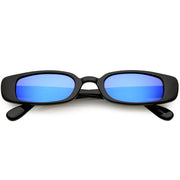 zeroUV Retro 1990's Thin Rectangular Mirrored Lens Sunglasses C548 Sunglasses White Smoke Black Blue Mirror