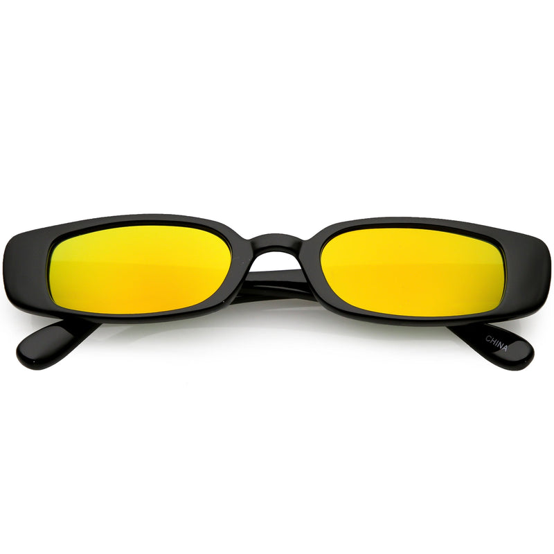 zeroUV Retro 1990's Thin Rectangular Mirrored Lens Sunglasses C548 Sunglasses White Smoke Black Yellow Mirror