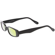 zeroUV Retro 1990's Thin Rectangular Mirrored Lens Sunglasses C548 Sunglasses White Smoke Black Silver Mirror,Black Blue Mirror,White Magenta Mirror,Black Pink Mirror,Black Yellow Mirror