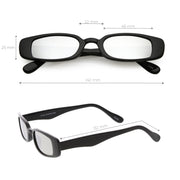 zeroUV Retro 1990's Thin Rectangular Mirrored Lens Sunglasses C548 Sunglasses White Smoke Black Silver Mirror,Black Blue Mirror,White Magenta Mirror,Black Pink Mirror,Black Yellow Mirror