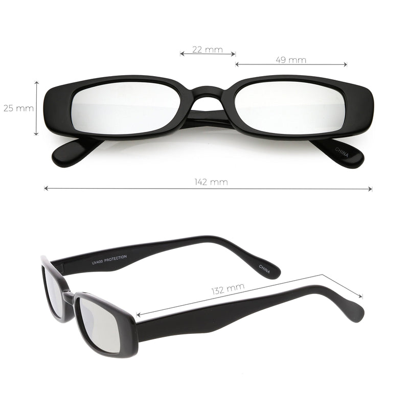 zeroUV Retro 1990's Thin Rectangular Mirrored Lens Sunglasses C548 Sunglasses White Smoke Black Silver Mirror,Black Blue Mirror,White Magenta Mirror,Black Pink Mirror,Black Yellow Mirror