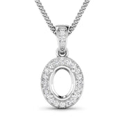 Bids.com 0.18 Carat Genuine White Diamond 14K White Gold Semi Mount Pendant - holds 8x6mm Oval Gemstone Pendants White Smoke