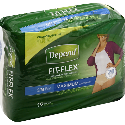 Depend Depend Fit-Flex Incontinence Underwear For Women, Maximum Absorbency, Small/Medium, 19ct Personal Care White Smoke