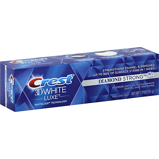 Crest Crest 3D White Luxe Diamond Strong Toothpaste, Fluoride Anticavity, Whitening, Brilliant Mint Toothpaste White Smoke