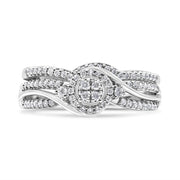 Bids.com .925 Sterling Silver 1/3 Cttw Composite Diamond Frame Bypass Bridal Set Ring and Band (I-J Color, I2-I3 Clarity) - Ring Size 7 Rings White Smoke 7 / White.Sterling Silver,9 / White.Sterling Silver,6 / White.Sterling Silver,8 / White.Sterling Silver,5 / White.Sterling Silver,10 / White.Sterling Silver,11 / White.Sterling Silver,12 / White.Sterling Silver,4 / White.Sterling Silver,13 / White.Sterlin