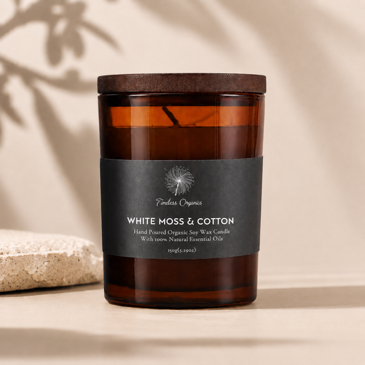 Timeless Organics Skin Care Timeless Candle - White Moss + Cotton Light Gray