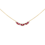 Bids.com 14K Yellow Gold Red Ruby and Diamond Trio Bar Line Necklace (I-J Color, SI2-I1 Clarity) - 18 inch Necklaces White Smoke Yellow.Gold / 18